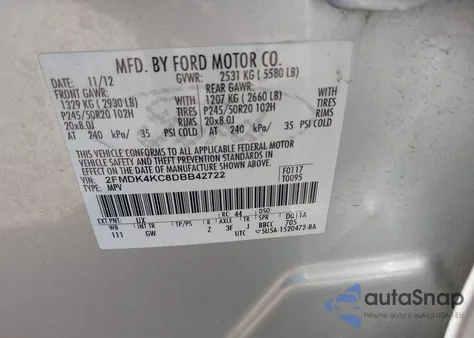 2013 Ford Edge Limited z USA, uszkodzony, nr VIN 2FMDK4KC8DBB42722